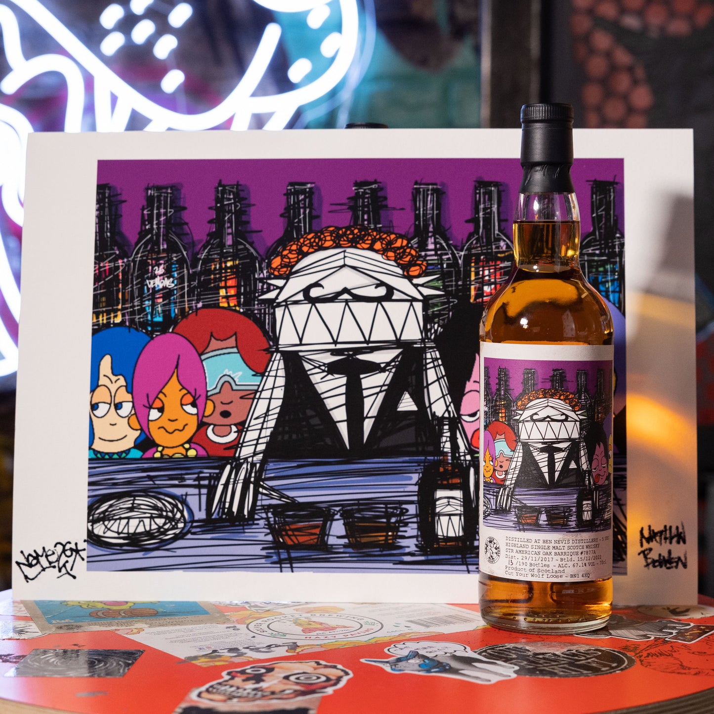 Ben Nevis 5yr x Nathan Bowen - Signed Art & Bottle